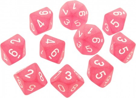 Chessex Frosted Pink w White Set of 10 d10 Dice CHXLT546 Chessex Dice Supplies Chessex Frosted Pink w White Set of 10 d10 Dice CHXLT546 Chessex Dice Supplies
