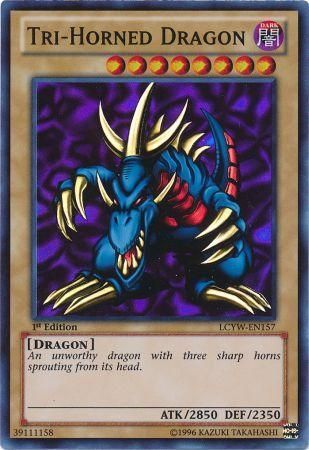 LOB-000 Secret Rare Yu-Gi-Oh! Tri-Horned Dragon - Legend of Blue Eyes White Dragon Unlimited Edition