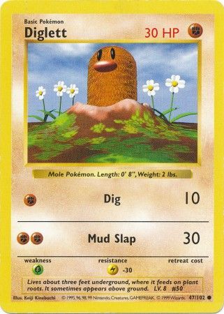 Pokmon TCG Diglett Base Set 47/102 Regular Shadowless Common 海外