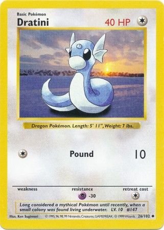 Dratini 26 102 Uncommon Shadowless Base Set Shadowless Singles Dratini 26 102 Uncommon Shadowless Base Set Shadowless Singles