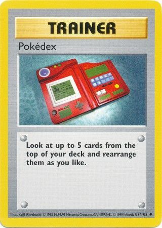 87/102 Pokedex Shadowless Base Set Uncommon Pokemon TCG Card