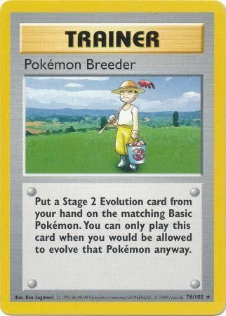 Pokemon Breeder 76 102 Rare Shadowless Base Set Shadowless Singles Pokemon Breeder 76 102 Rare Shadowless Base Set Shadowless Singles