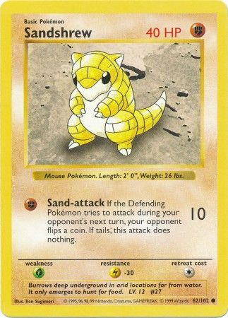 Base Set 2 #91/130 Details about   Pokemon Card Sandshrew