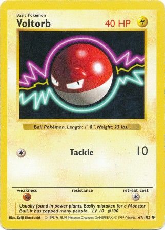 Voltorb 67 102 Common Shadowless Base Set Shadowless Singles Voltorb 67 102 Common Shadowless Base Set Shadowless Singles
