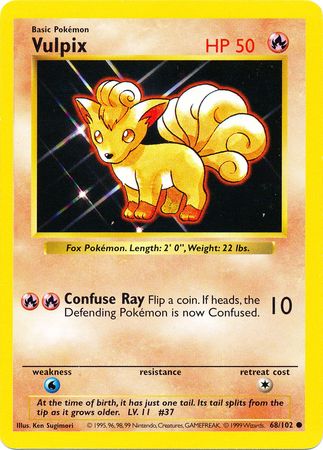 Vulpix 68 102 Common Shadowless Base Set Shadowless Singles Vulpix 68 102 Common Shadowless Base Set Shadowless Singles