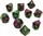 Chessex Gemini Green Purple w Gold Set of 10 d10 Dice CHX26234 Dice Life Counters Tokens