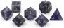 Amethyst Frosted Gold Font 7 Piece RPG Set Gemstone Dice 