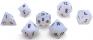 Opalite Black Font 7 Piece RPG Set Gemstone Dice 7 Piece Dice Sets