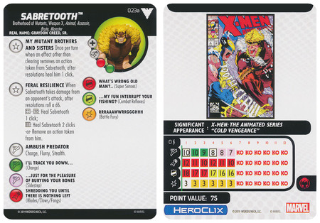 SABRETOOTH Uncommon 023a Heroclix X-Men Animated Dark Phoenix Saga #23a 