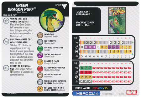 #G009 Green Dragon Puff *UC* HEROCLIX X-MEN ANIMATED SERIES DARK PHOENIX