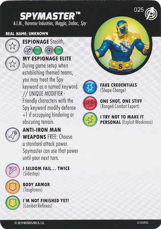 #025 Spymaster UC Heroclix Kapitän Amerika und The Avengers 
